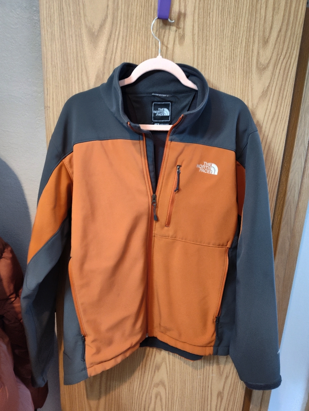 The North Face Men's Orange and Gray Performance Softshell Jacket